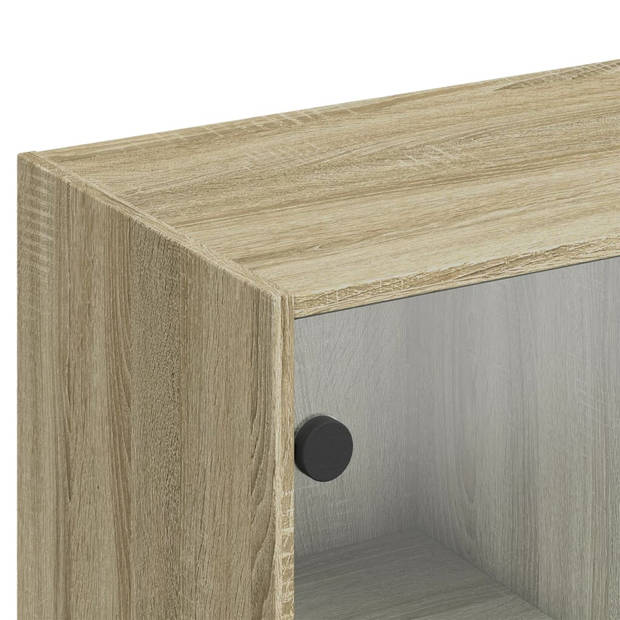 vidaXL Boekenkast met deuren 136x37x142 cm hout sonoma eikenkleurig