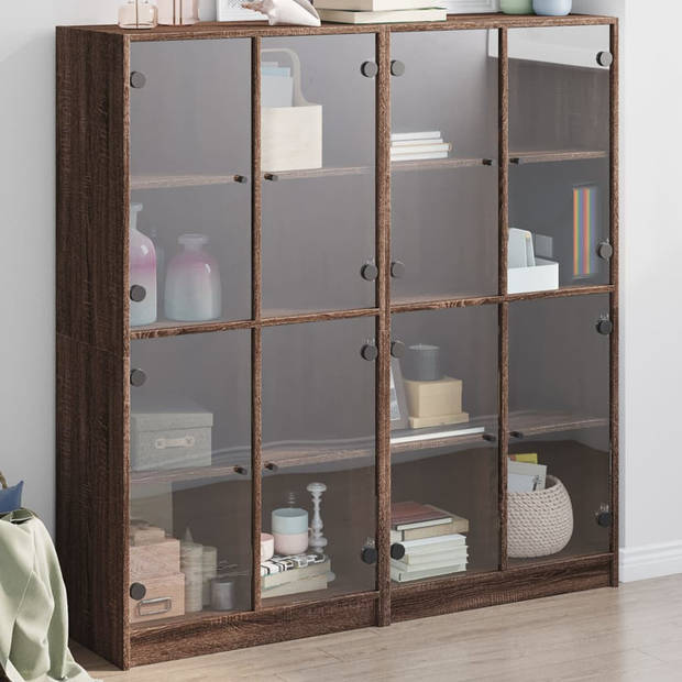 vidaXL Boekenkast met deuren 136x37x142 cm hout bruin eikenkleur