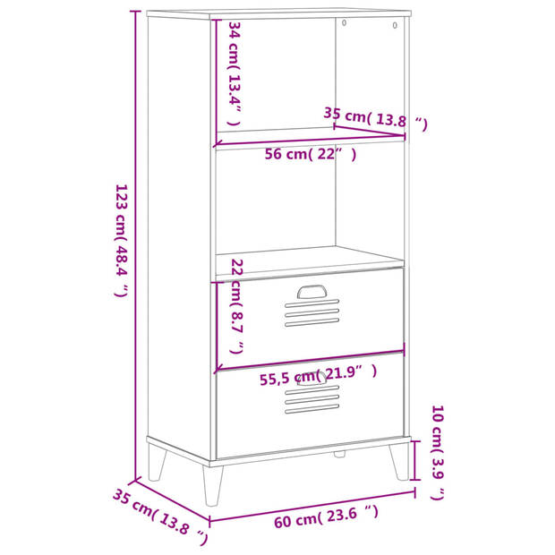 vidaXL Boekenkast VIKEN 60x35x123 cm bewerkt hout wit