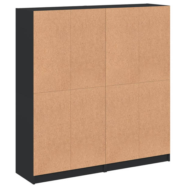 vidaXL Boekenkast met deuren 136x37x142 cm bewerkt hout zwart