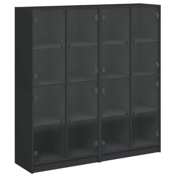 vidaXL Boekenkast met deuren 136x37x142 cm bewerkt hout zwart