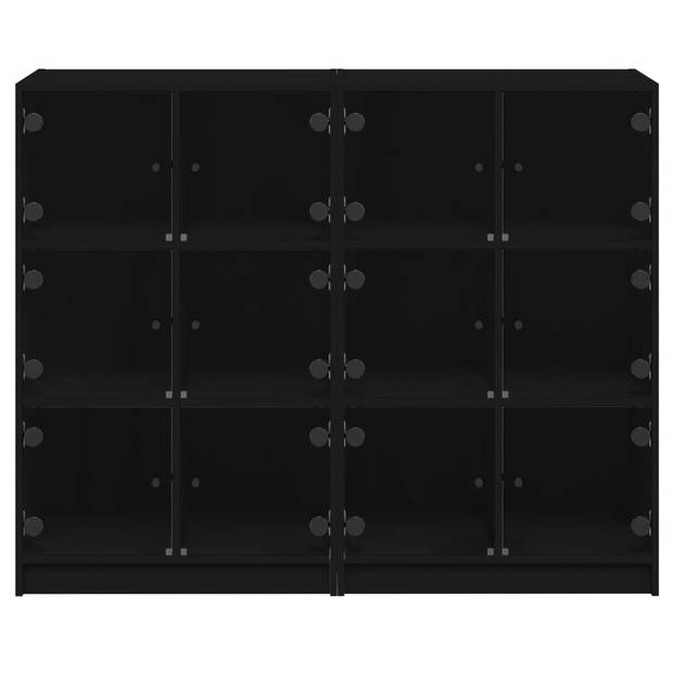 vidaXL Boekenkast met deuren 136x37x109 cm bewerkt hout zwart