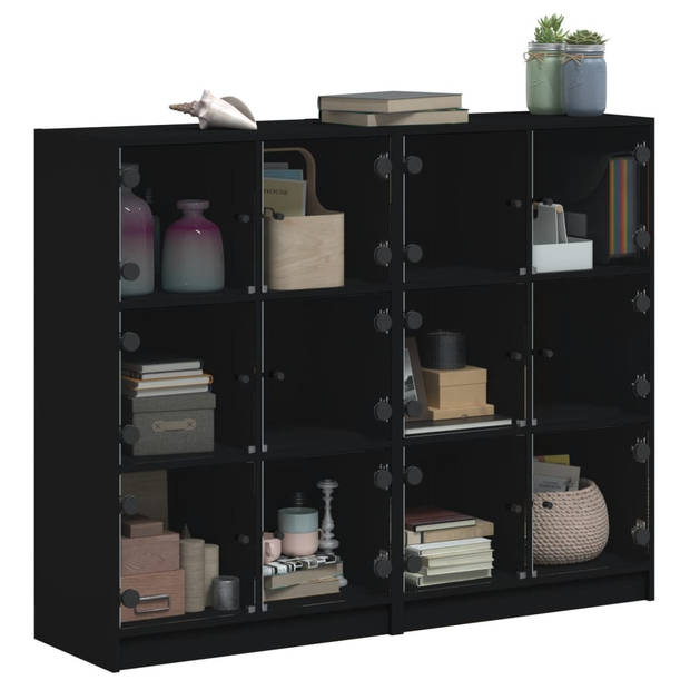 vidaXL Boekenkast met deuren 136x37x109 cm bewerkt hout zwart