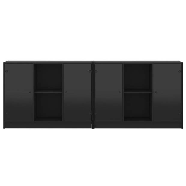 vidaXL Boekenkast met deuren 204x37x75 cm bewerkt hout zwart