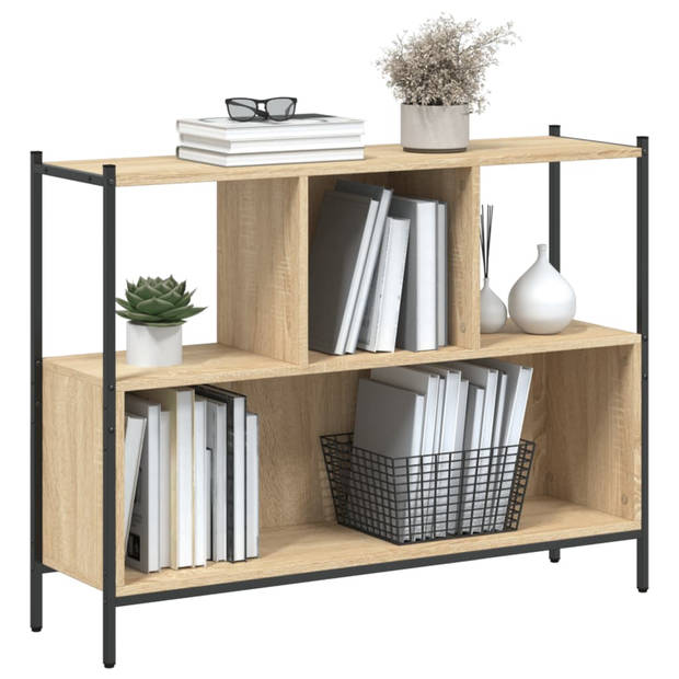 vidaXL Boekenkast 102x28x77,5 cm bewerkt hout sonoma eikenkleurig