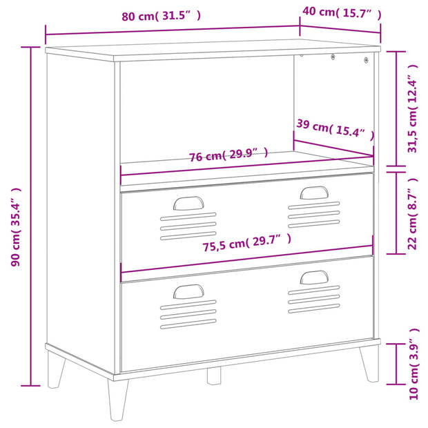 vidaXL Boekenkast VIKEN 80x40x90 cm bewerkt hout antracietgrijs