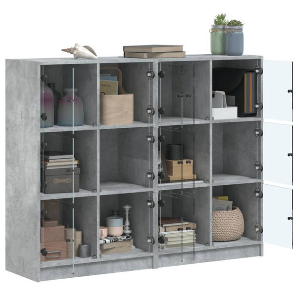 vidaXL Boekenkast met deuren 136x37x109 cm bewerkt hout betongrijs