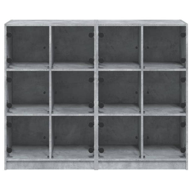 vidaXL Boekenkast met deuren 136x37x109 cm bewerkt hout betongrijs