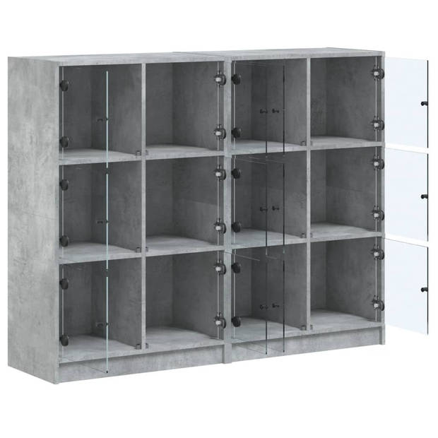 vidaXL Boekenkast met deuren 136x37x109 cm bewerkt hout betongrijs