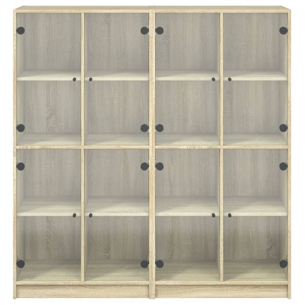 vidaXL Boekenkast met deuren 136x37x142 cm hout sonoma eikenkleurig