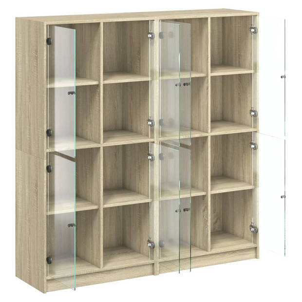 vidaXL Boekenkast met deuren 136x37x142 cm hout sonoma eikenkleurig