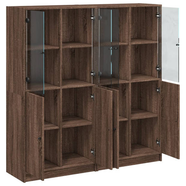 vidaXL Boekenkast met deuren 136x37x142 cm hout bruin eikenkleur