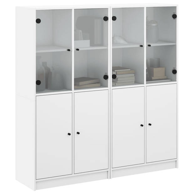 vidaXL Boekenkast met deuren 136x37x142 cm bewerkt hout wit