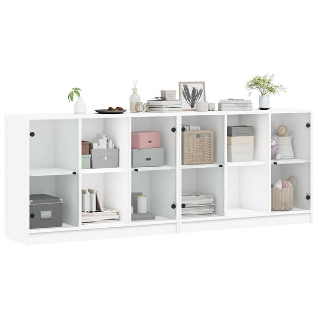 vidaXL Boekenkast met deuren 204x37x75 cm bewerkt hout wit