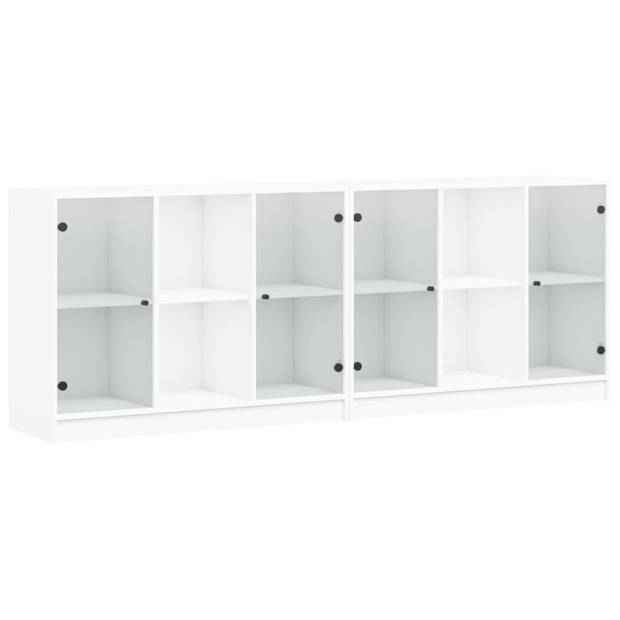 vidaXL Boekenkast met deuren 204x37x75 cm bewerkt hout wit