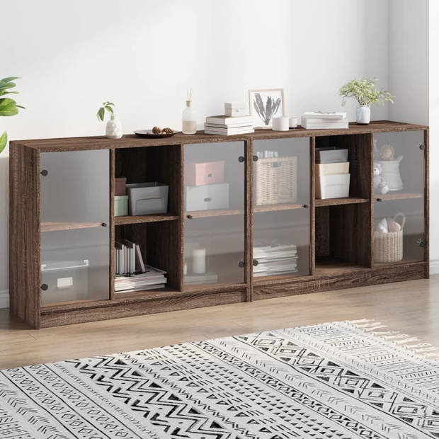 vidaXL Boekenkast met deuren 204x37x75 cm hout bruin eikenkleur