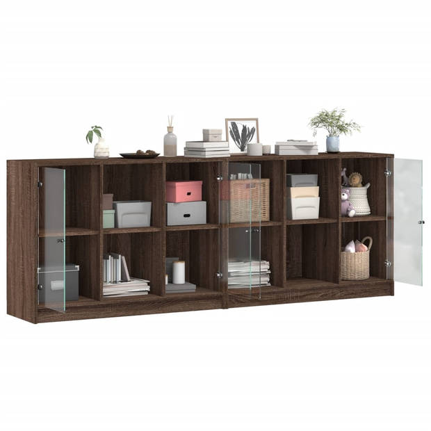 vidaXL Boekenkast met deuren 204x37x75 cm hout bruin eikenkleur