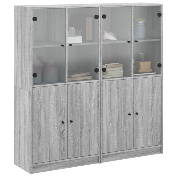 vidaXL Boekenkast met deuren 136x37x142 cm hout grijs sonoma eiken