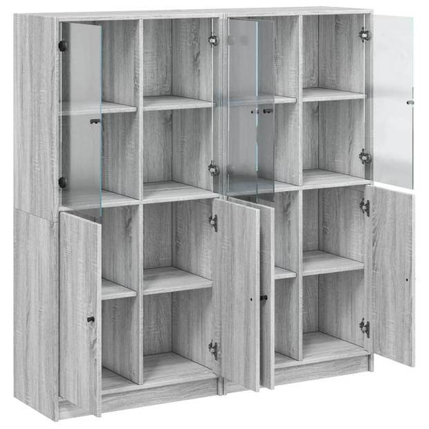 vidaXL Boekenkast met deuren 136x37x142 cm hout grijs sonoma eiken