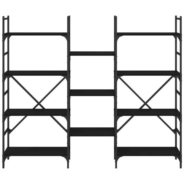 vidaXL Boekenkast 160x28,5x136,5 cm bewerkt hout zwart