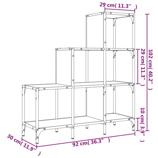 vidaXL Boekenkast 92x30x102 cm bewerkt hout en metaal zwart