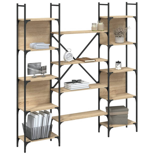 vidaXL Boekenkast 155,5x24x166,5 cm bewerkt hout sonoma eikenkleurig