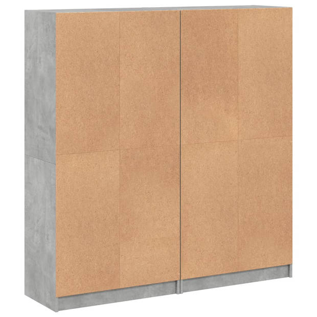 vidaXL Boekenkast met deuren 136x37x142 cm bewerkt hout betongrijs