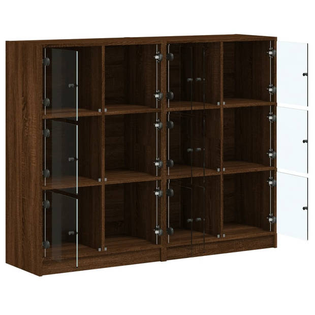 vidaXL Boekenkast met deuren 136x37x109 cm hout bruin eikenkleur