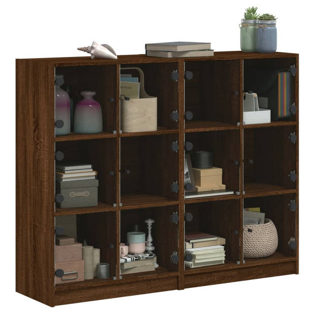 vidaXL Boekenkast met deuren 136x37x109 cm hout bruin eikenkleur