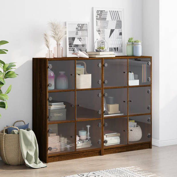 vidaXL Boekenkast met deuren 136x37x109 cm hout bruin eikenkleur