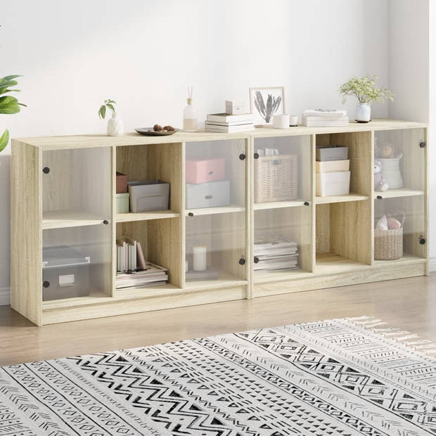 vidaXL Boekenkast met deuren 204x37x75 cm hout sonoma eikenkleurig