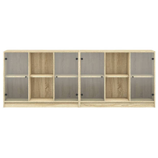 vidaXL Boekenkast met deuren 204x37x75 cm hout sonoma eikenkleurig