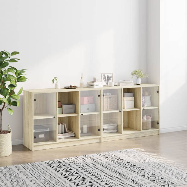 vidaXL Boekenkast met deuren 204x37x75 cm hout sonoma eikenkleurig