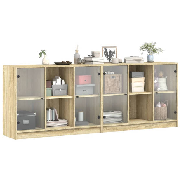 vidaXL Boekenkast met deuren 204x37x75 cm hout sonoma eikenkleurig