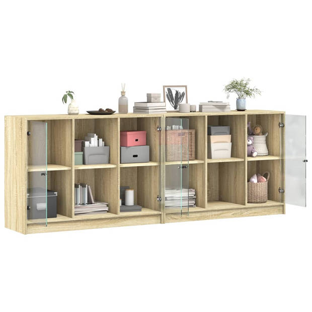 vidaXL Boekenkast met deuren 204x37x75 cm hout sonoma eikenkleurig