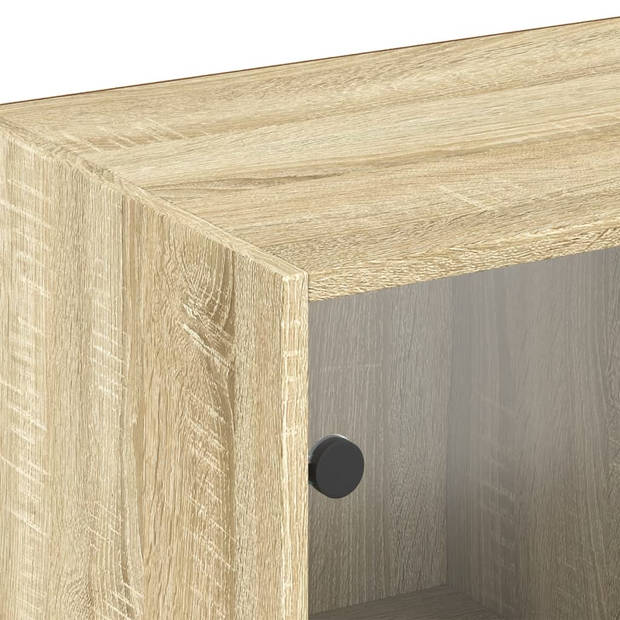 vidaXL Boekenkast met deuren 204x37x75 cm hout sonoma eikenkleurig