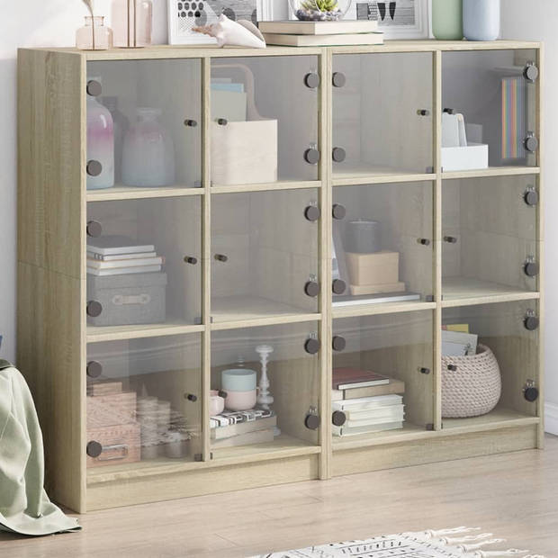 vidaXL Boekenkast met deuren 136x37x109 cm hout sonoma eikenkleurig