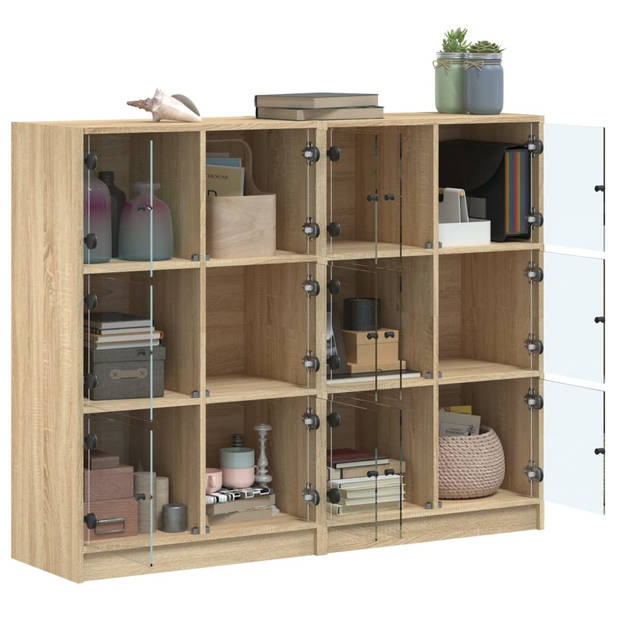 vidaXL Boekenkast met deuren 136x37x109 cm hout sonoma eikenkleurig