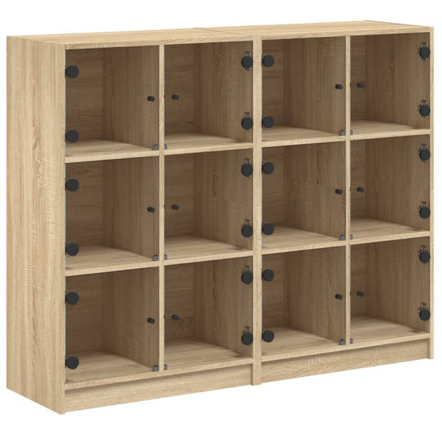 vidaXL Boekenkast met deuren 136x37x109 cm hout sonoma eikenkleurig