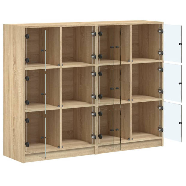 vidaXL Boekenkast met deuren 136x37x109 cm hout sonoma eikenkleurig