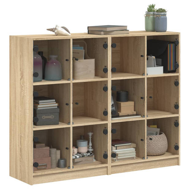 vidaXL Boekenkast met deuren 136x37x109 cm hout sonoma eikenkleurig