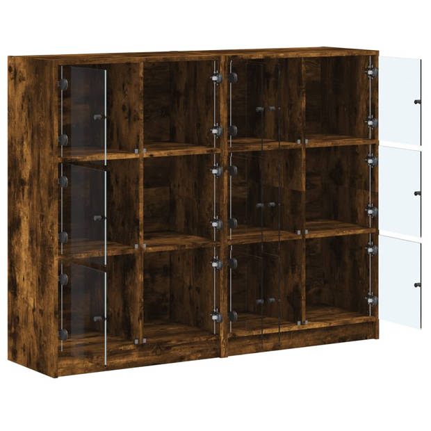 vidaXL Boekenkast met deuren 136x37x109 cm hout gerookt eikenkleurig