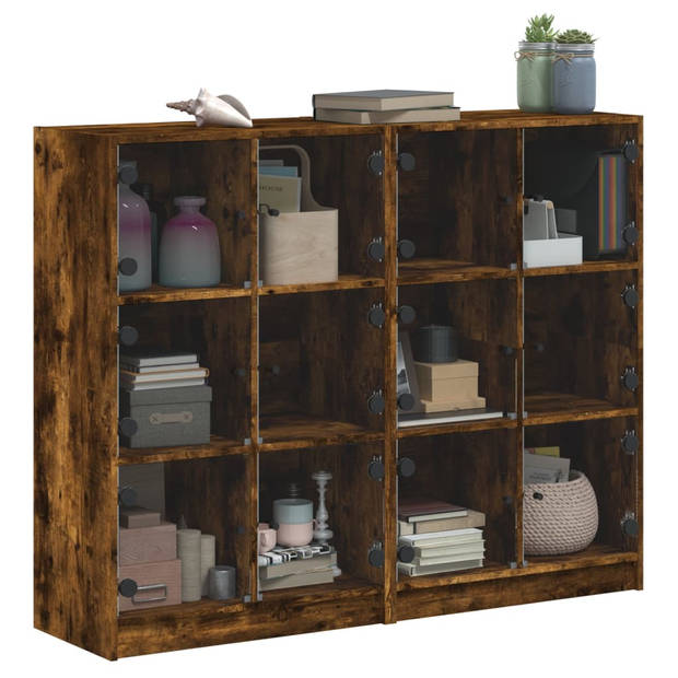 vidaXL Boekenkast met deuren 136x37x109 cm hout gerookt eikenkleurig