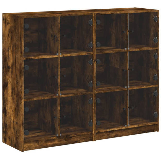 vidaXL Boekenkast met deuren 136x37x109 cm hout gerookt eikenkleurig