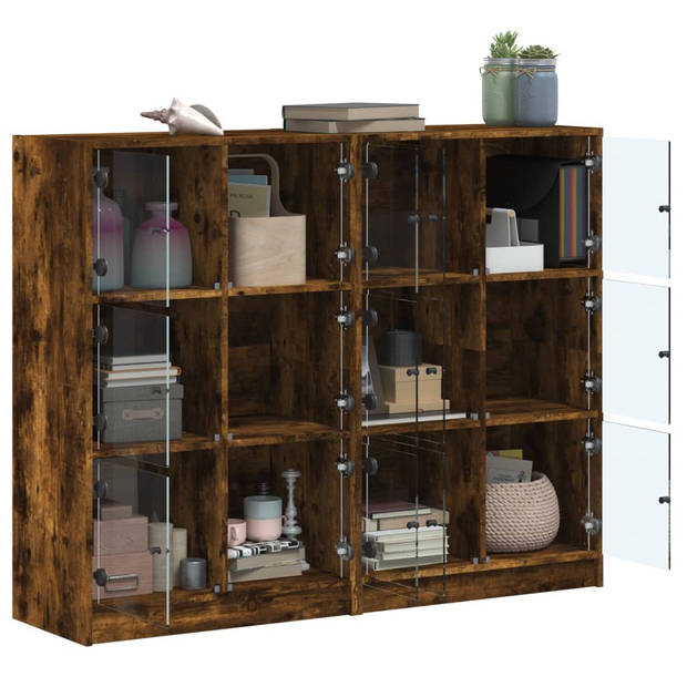 vidaXL Boekenkast met deuren 136x37x109 cm hout gerookt eikenkleurig