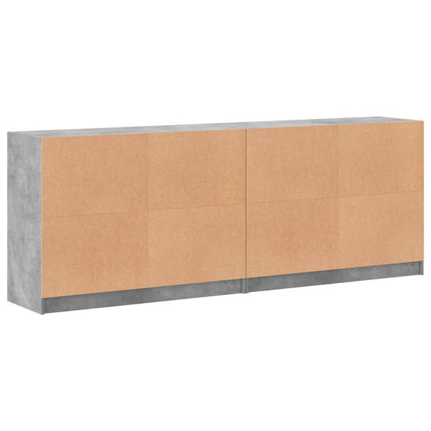 vidaXL Boekenkast met deuren 204x37x75 cm bewerkt hout betongrijs