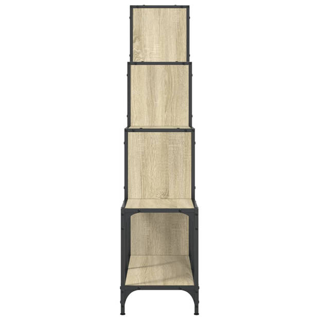 vidaXL Boekenkast 122x30x132 cm bewerkt hout en metaal sonoma eiken