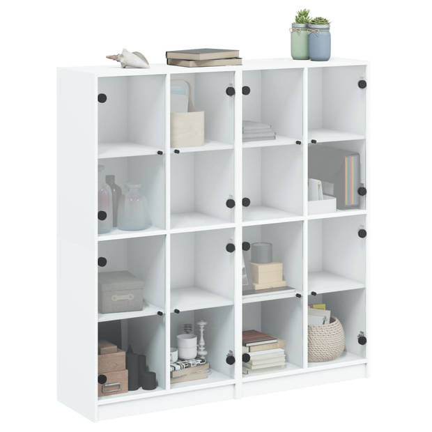 vidaXL Boekenkast met deuren 136x37x142 cm bewerkt hout wit