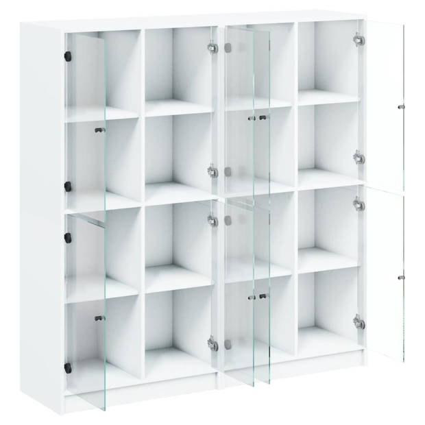 vidaXL Boekenkast met deuren 136x37x142 cm bewerkt hout wit