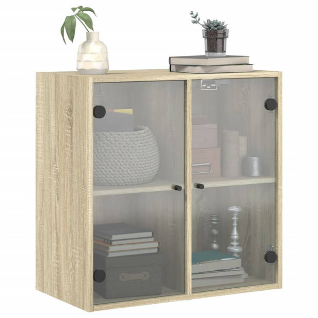 vidaXL Wandkast met glazen deuren 68x37x68,5 cm sonoma eikenkleurig